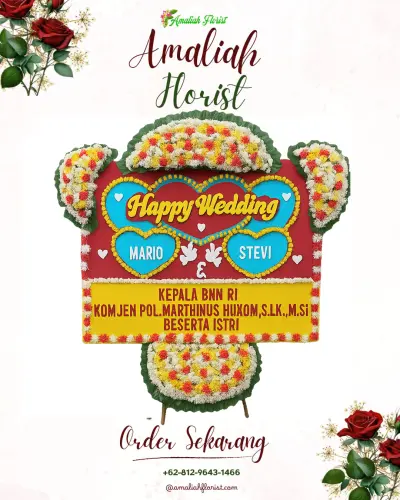 Karangan Papan Bunga Pernikahan di Bojongsana